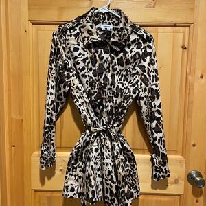 Chic Animal Print Trench Coat